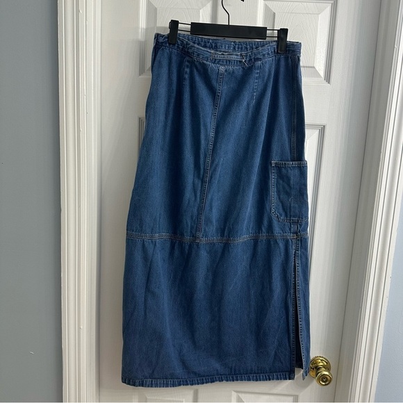 Vintage Denim Maxi Skirt Jean Tie Waist Y2K Modest Casual Size 10/12 Medium - Picture 5 of 7